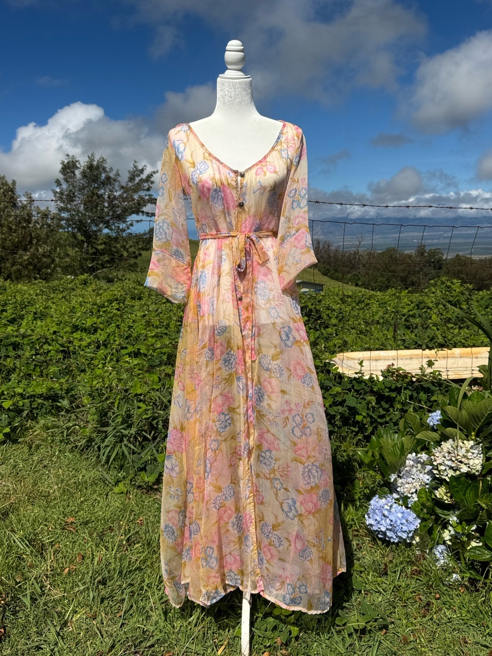Romantic Boho Festival floral Sheer Chiffon dress robe by Little Miss Gypsy